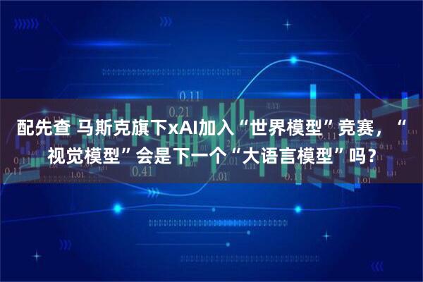 配先查 马斯克旗下xAI加入“世界模型”竞赛，“视觉模型”会是下一个“大语言模型”吗？